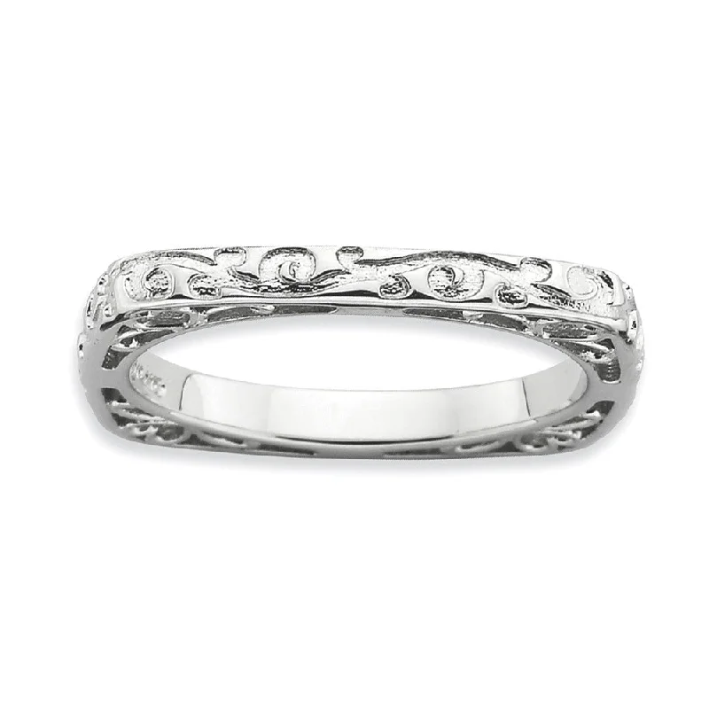 Shine Without Limits – Jewelry Sale Happening Now 2.25mm Stackable Sterling Silver Square Scroll Band Shine Without Limits – Jewelry Sale Happening Now 2.25mm Stackable Sterling Silver Square Scroll Band