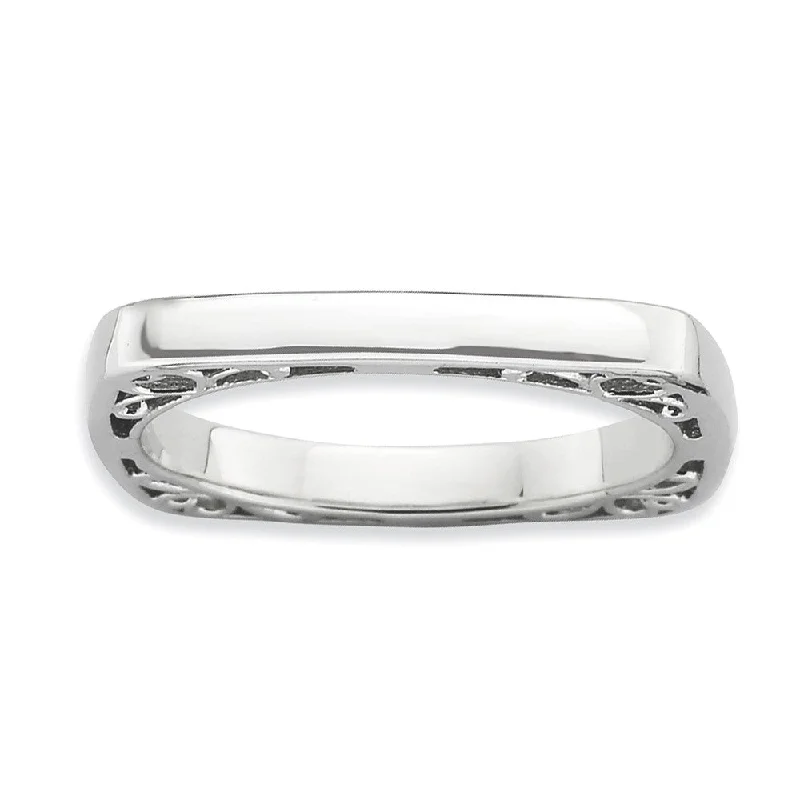 Shop Dazzling Rings, Earrings, And More At Special Discounts 2.25mm Stackable Sterling Silver Square Side Scroll Band Shop Dazzling Rings, Earrings, And More At Special Discounts 2.25mm Stackable Sterling Silver Square Side Scroll Band