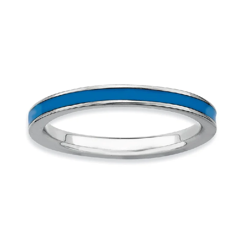 Flash Sale On Stunning Jewelry – Don't Miss Out 2.25mm Sterling Silver Stackable Blue Enameled Band Flash Sale On Stunning Jewelry – Don't Miss Out 2.25mm Sterling Silver Stackable Blue Enameled Band