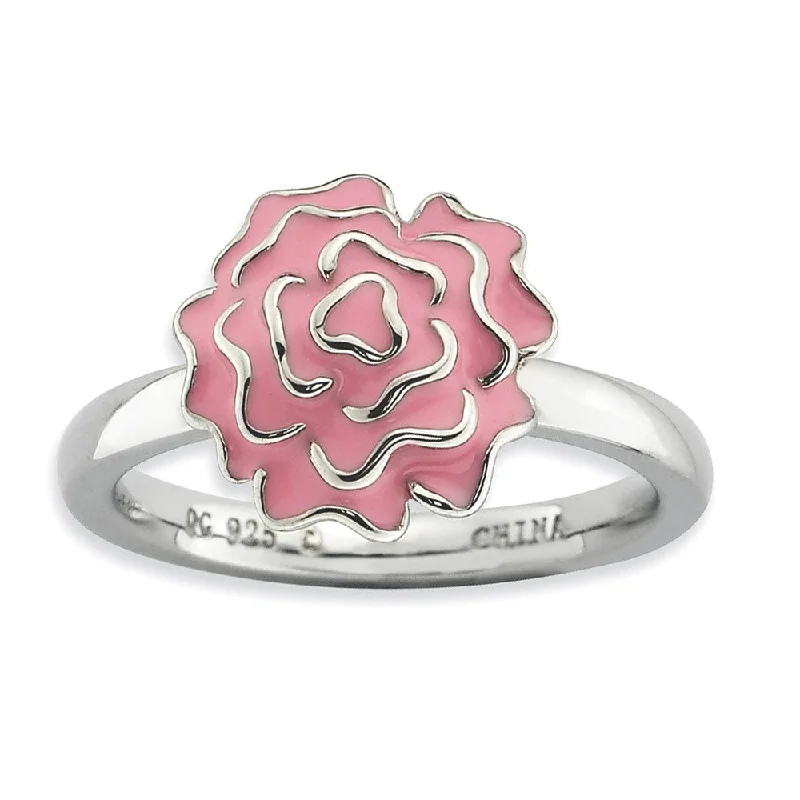 Final Call – Shop Exquisite Jewelry Before It's Gone 2.25mm Sterling Silver Stackable Enameled Carnation Ring Final Call – Shop Exquisite Jewelry Before It's Gone 2.25mm Sterling Silver Stackable Enameled Carnation Ring