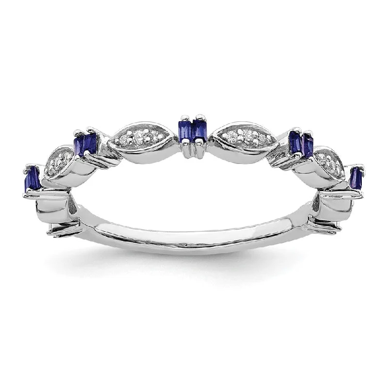 Shop Dazzling Jewelry With Special Promotional Discounts 2.5mm Sterling Silver, Lab Created Sapphire & Diamond Stack Band Shop Dazzling Jewelry With Special Promotional Discounts 2.5mm Sterling Silver, Lab Created Sapphire & Diamond Stack Band