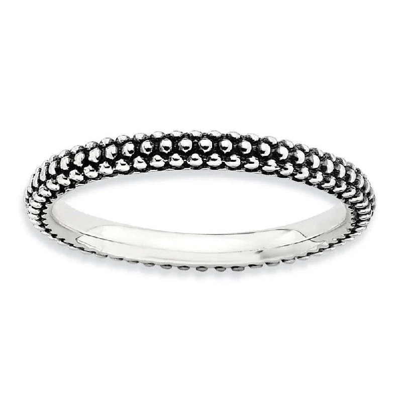 Seasonal Jewelry Sale – Upgrade Your Collection 2.5mm Sterling Silver Stackable Antiqued Small Bead Band