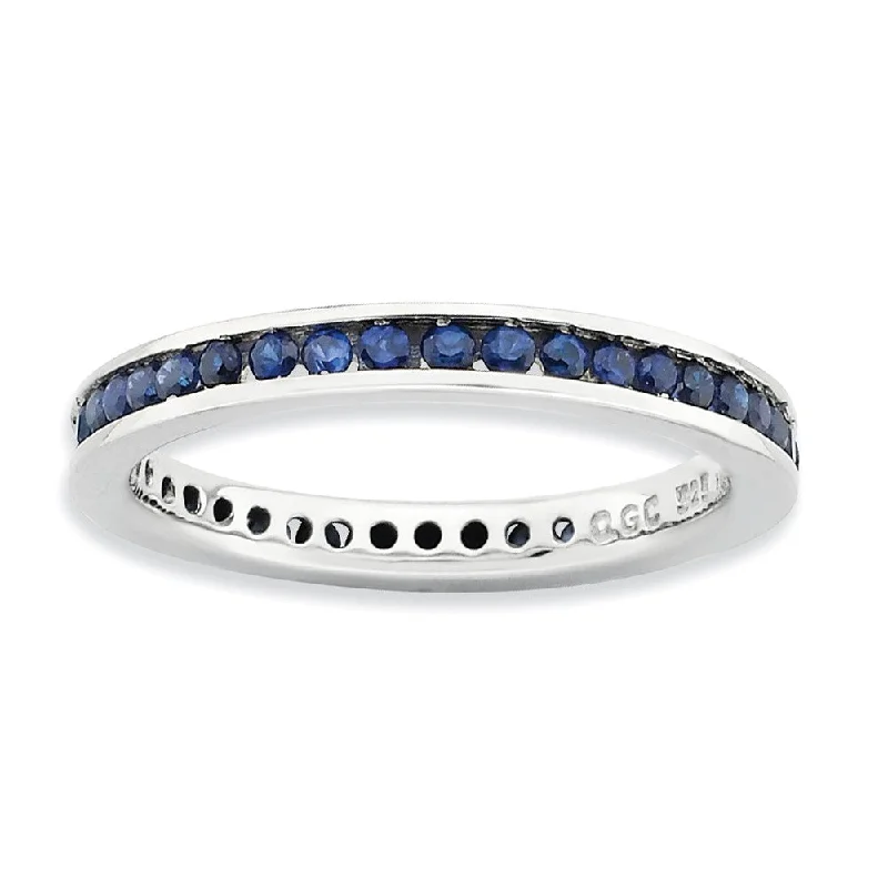 Elegant Jewelry, Exclusive Prices – Shop Now 2.5mm Sterling Silver Stackable Created Sapphire Channel Eternity Band Elegant Jewelry, Exclusive Prices – Shop Now 2.5mm Sterling Silver Stackable Created Sapphire Channel Eternity Band