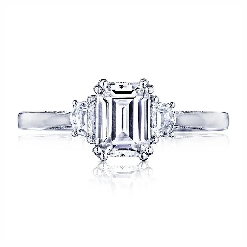 Fashion-Forward Jewelry At Exclusive Discounts Emerald 3-Stone Semi Mount Ring