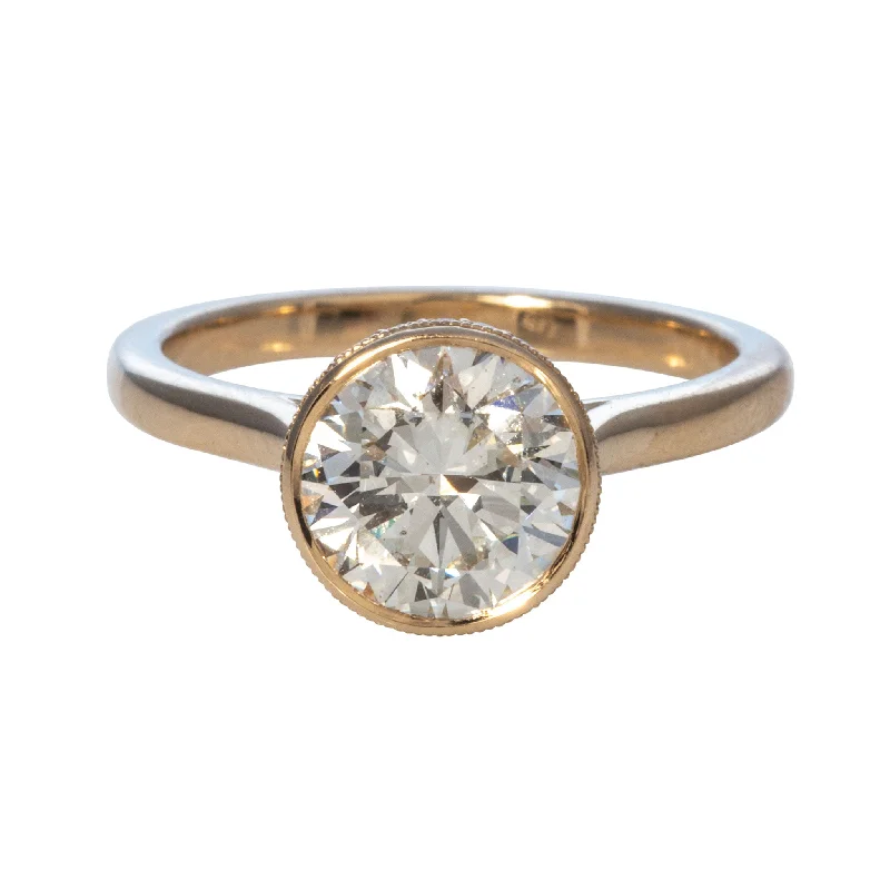 Shop High-Quality Jewelry At Jaw-Dropping Discounts 2ct Round Brilliant Diamond Bezel Set 14K Gold Engagement Ring