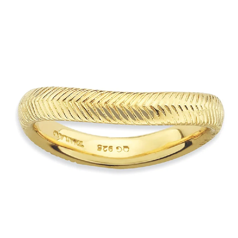 Exclusive Online Discounts On Stylish Jewelry 3.25mm Stackable 14K Yellow Gold Plated Silver Curved Herringbone Band Exclusive Online Discounts On Stylish Jewelry 3.25mm Stackable 14K Yellow Gold Plated Silver Curved Herringbone Band