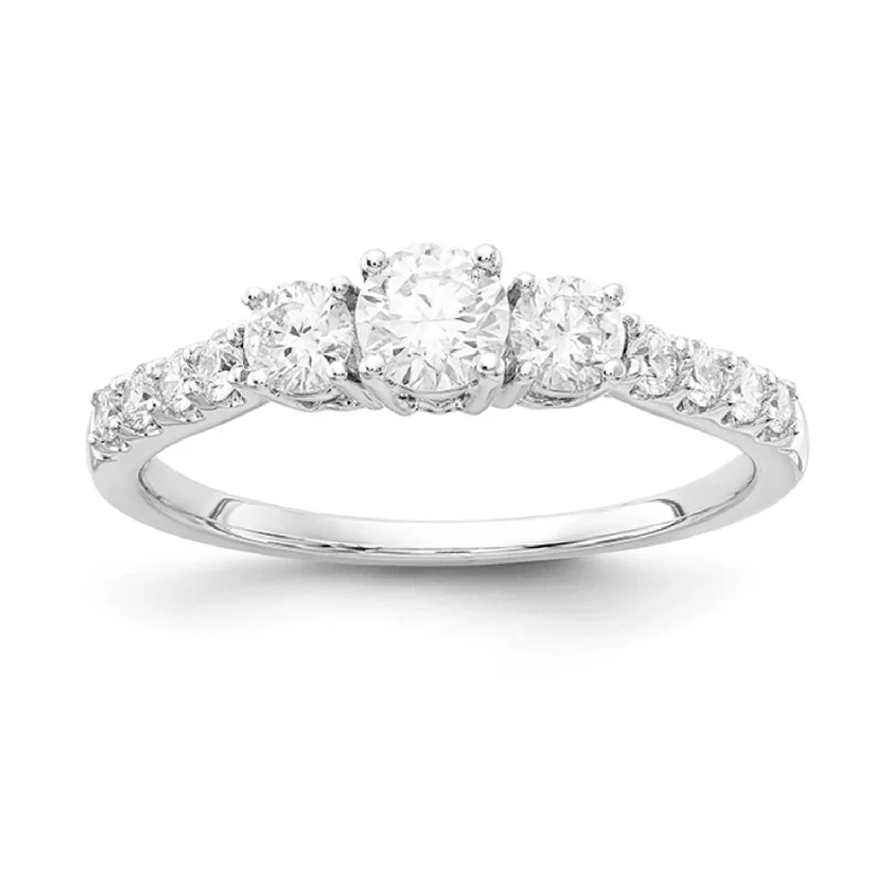 Trendy Minimalist Jewelry For Everyday Wear Signature EcoLove 3/4 CTW Lab Grown Diamond Three Stone Anniversary Ring in 14KT White Gold Trendy Minimalist Jewelry For Everyday Wear Signature EcoLove 3/4 CTW Lab Grown Diamond Three Stone Anniversary Ring in 14KT White Gold