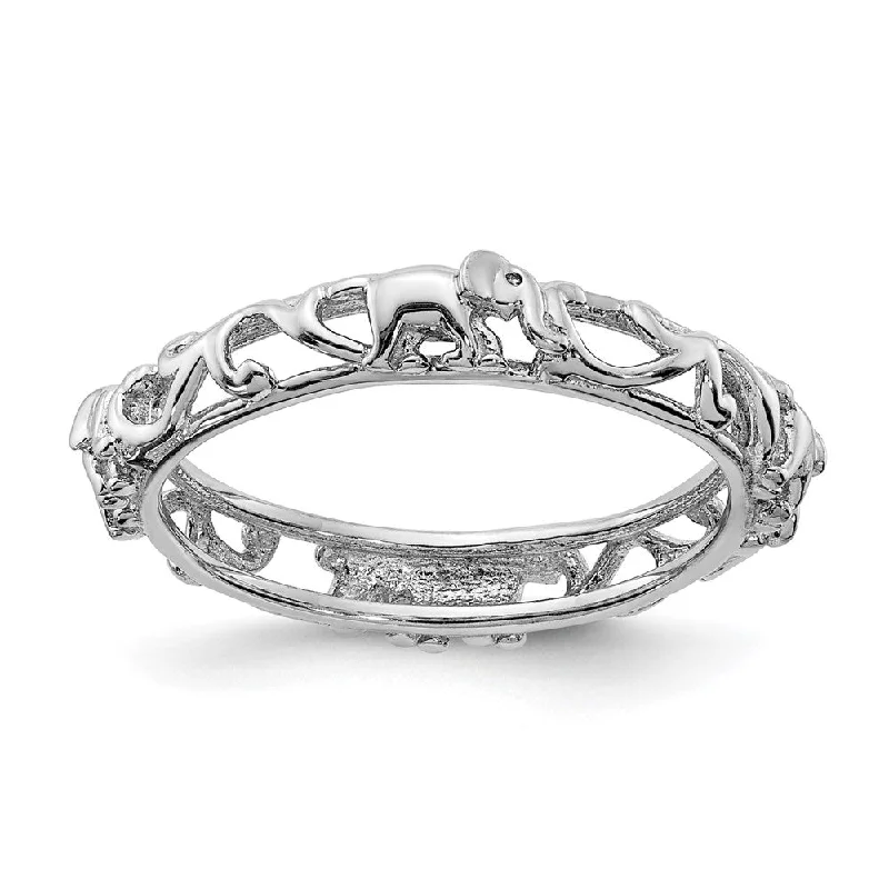 Trending Jewelry Now At Unbeatable Prices 3.5mm Sterling Silver Rhodium Plated Stackable Elephant Band Trending Jewelry Now At Unbeatable Prices 3.5mm Sterling Silver Rhodium Plated Stackable Elephant Band