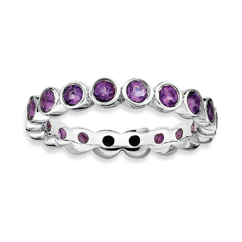 Grab Exquisite Jewelry At The Lowest Prices 3.5mm Sterling Silver Stackable Bezel Set Amethyst Band Grab Exquisite Jewelry At The Lowest Prices 3.5mm Sterling Silver Stackable Bezel Set Amethyst Band