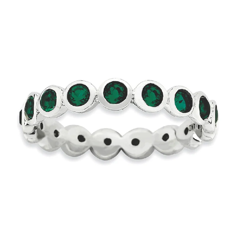 Affordable Elegance – Premium Jewelry At Special Prices 3.5mm Sterling Silver with Green Crystals Stackable Band Affordable Elegance – Premium Jewelry At Special Prices 3.5mm Sterling Silver with Green Crystals Stackable Band