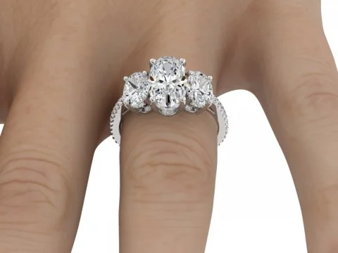 Timeless Elegance Now At Special Discounts 3.74ct Oval Three Stone Ring with Oval Side Stones Timeless Elegance Now At Special Discounts 3.74ct Oval Three Stone Ring with Oval Side Stones