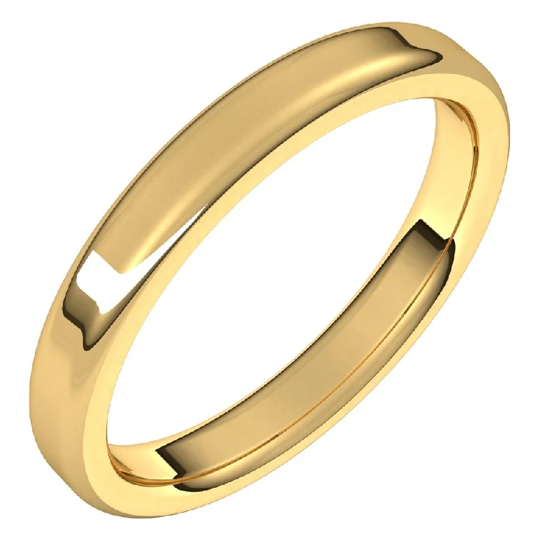 3mm 14K Yellow Gold Polished Round Edge Comfort Fit Flat Band