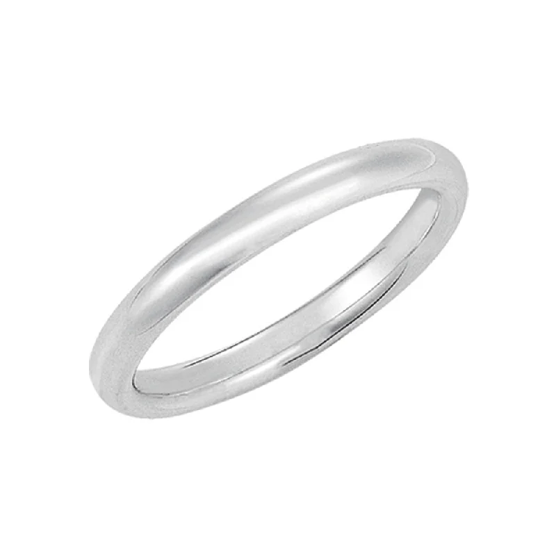 3mm Domed Comfort Fit Wedding Band in 14k White Gold