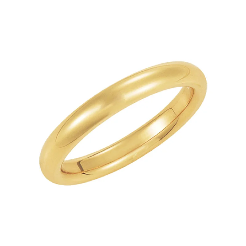 3mm Domed Comfort Fit Wedding Band in 14k Yellow Gold