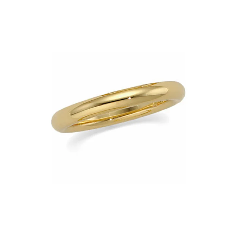 3mm Heavy Polished Domed Comfort Fit 14k Yellow Gold Band