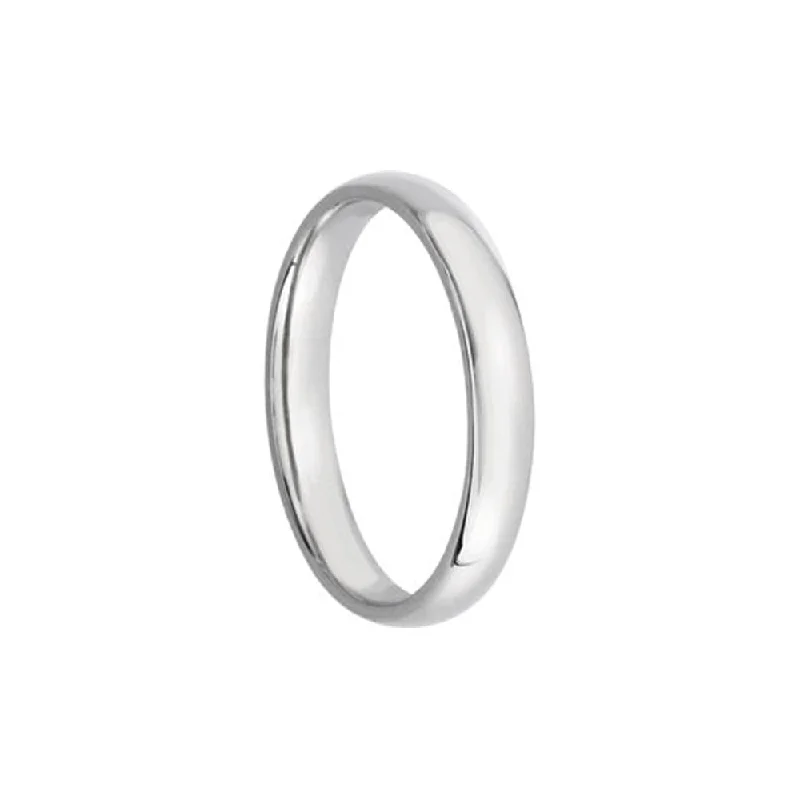 3mm Light Domed Comfort Fit Wedding Band in 14k White Gold