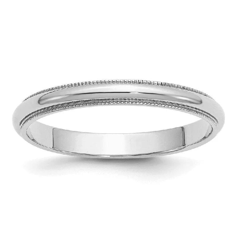 3mm Rhodium Plated Sterling Silver Milgrain Standard Fit Band