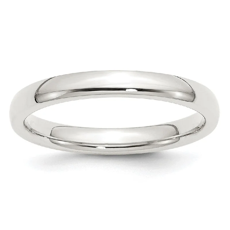 3mm Sterling Silver Polished Domed Comfort Fit Band