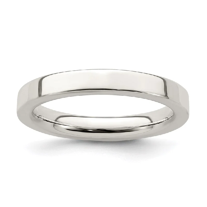 3mm Sterling Silver Polished Flat Comfort Fit Band