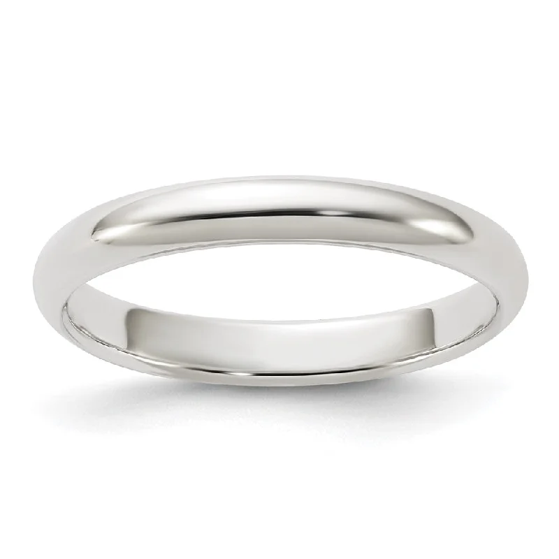 3mm Sterling Silver Polished Half Round Standard Fit Band