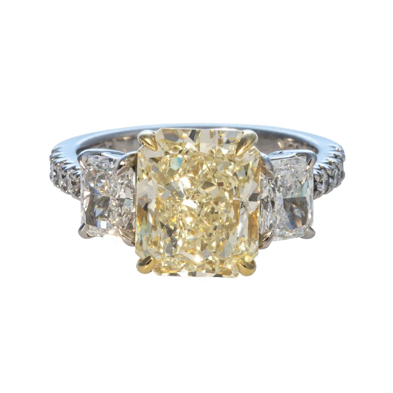 Unmissable Jewelry Discounts – Elevate Your Look For Less 4.49ct Yellow Radiant Diamond Three-Stone Engagement Ring
