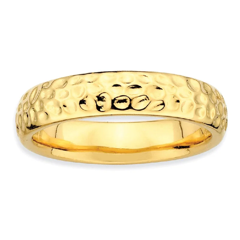 Accessorize For Less – Luxury Jewelry At Affordable Prices 4.5mm Stackable 14K Yellow Gold Plated Silver Hammered Band Accessorize For Less – Luxury Jewelry At Affordable Prices 4.5mm Stackable 14K Yellow Gold Plated Silver Hammered Band