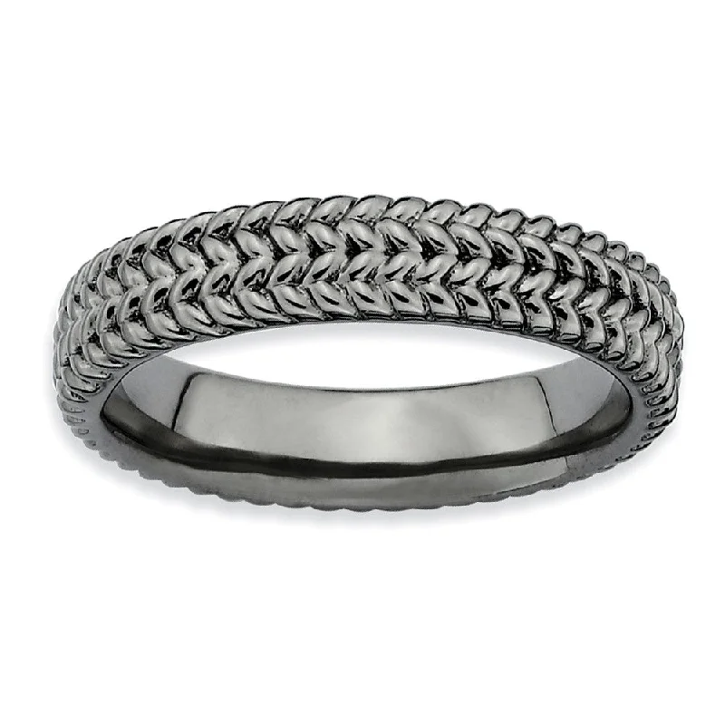 Limited-Time Jewelry Sale – Don't Miss Out On Dazzling Discounts 4.5mm Stackable Black Plated Silver Wheat Band Limited-Time Jewelry Sale – Don't Miss Out On Dazzling Discounts 4.5mm Stackable Black Plated Silver Wheat Band