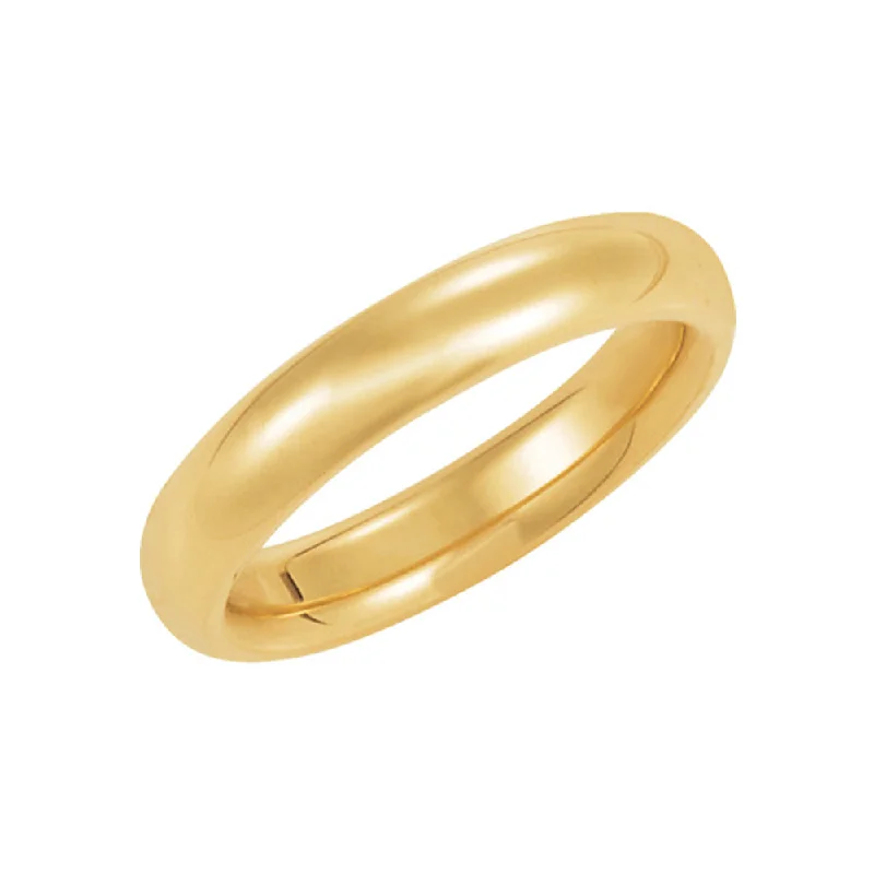 4mm Heavy Polished Domed Comfort Fit 14k Yellow Gold Band