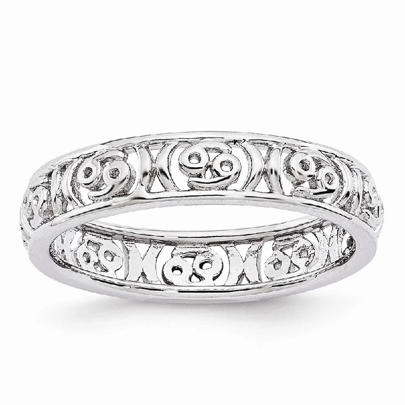 4mm Sterling Silver Stackable Expressions Cancer Zodiac Ring