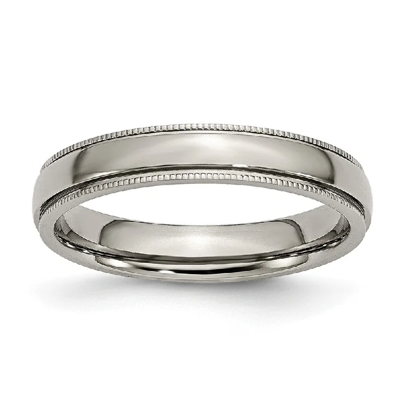 Don't Miss These Dazzling Jewelry Discounts 4mm Titanium Grooved & Milgrain Edge Standard Fit Band Don't Miss These Dazzling Jewelry Discounts 4mm Titanium Grooved & Milgrain Edge Standard Fit Band