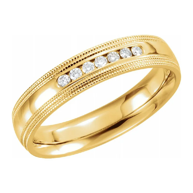 Affordable Luxury Jewelry – Style At A Great Price 5mm 14K Yellow Gold 1/5 CTW Diamond Double Milgrain Comfort Fit Band Affordable Luxury Jewelry – Style At A Great Price 5mm 14K Yellow Gold 1/5 CTW Diamond Double Milgrain Comfort Fit Band