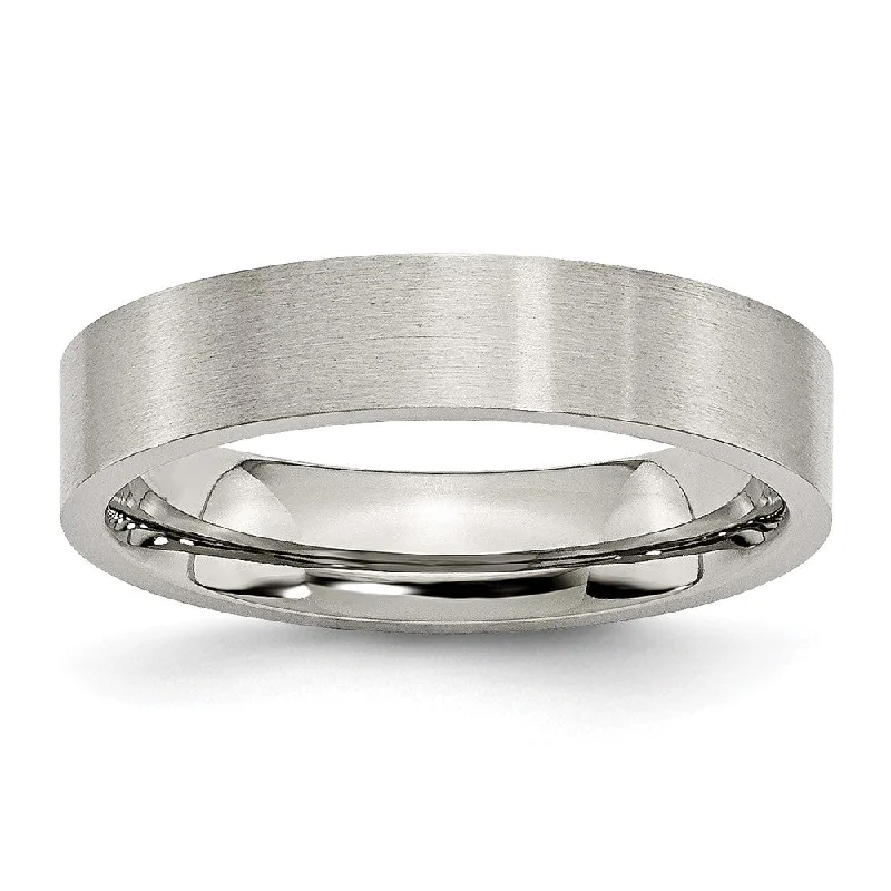 Exclusive Jewelry Sale Event – Shop Now 5mm Brushed Stainless Steel Flat Comfort Fit Wedding Band Exclusive Jewelry Sale Event – Shop Now 5mm Brushed Stainless Steel Flat Comfort Fit Wedding Band