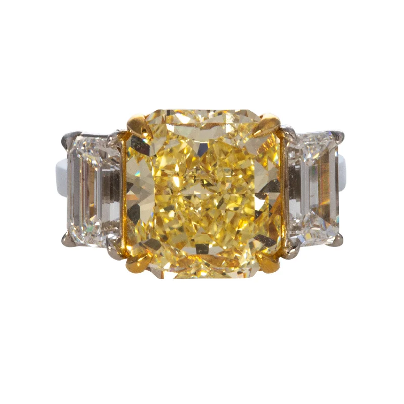 Affordable Glamour – Premium Jewelry For Less 6ct Yellow Radiant Diamond Three-Stone Engagement Ring