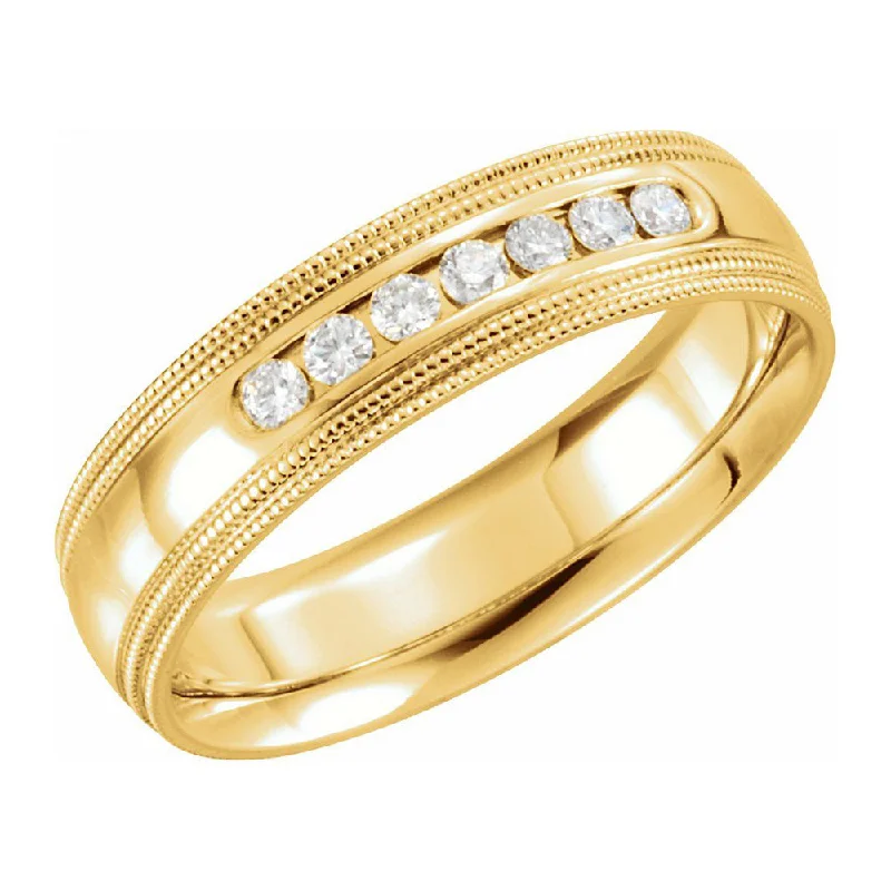 Premium Jewelry, Premium Discounts – Act Fast 6mm 14K Yellow Gold 1/4 CTW Diamond Double Milgrain Comfort Fit Band Premium Jewelry, Premium Discounts – Act Fast 6mm 14K Yellow Gold 1/4 CTW Diamond Double Milgrain Comfort Fit Band