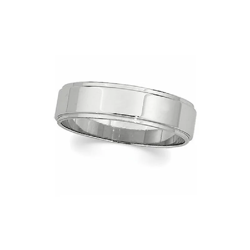 The Biggest Jewelry Sale Of The Year Is Here 6mm Flat Ridged Edge Wedding Band in 14k White Gold The Biggest Jewelry Sale Of The Year Is Here 6mm Flat Ridged Edge Wedding Band in 14k White Gold