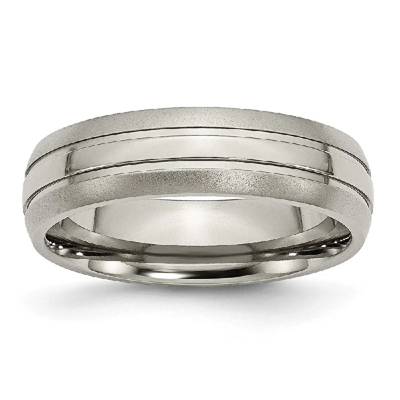 Once-A-Year Jewelry Deals – Shop Before They’Re Gone 6mm Titanium Polished & Satin Grooved Standard Fit Band Once-A-Year Jewelry Deals – Shop Before They’Re Gone 6mm Titanium Polished & Satin Grooved Standard Fit Band