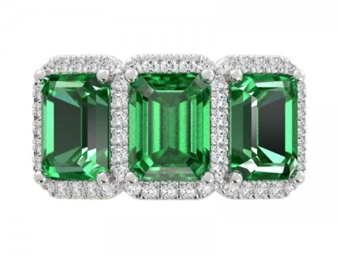 Shine Without Limits – Jewelry Sale Happening Now 8.5ct Emerald Cut Green Emerald Three Stone Ring