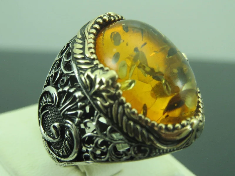 Shop Trending Jewelry With Exclusive Savings Turkish Handmade Jewelry 925 Sterling Silver Amber Stone Mens Rings