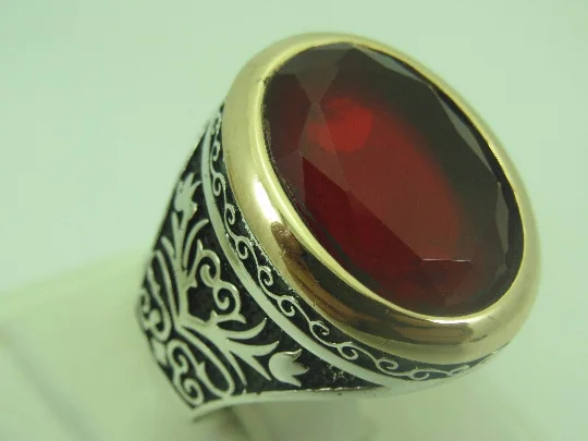 Stunning Statement Jewelry, Unbeatable Discounts Turkish Handmade Jewelry 925 Sterling Silver Garnet Stone Men's Ring Sz 10 Stunning Statement Jewelry, Unbeatable Discounts Turkish Handmade Jewelry 925 Sterling Silver Garnet Stone Men's Ring Sz 10