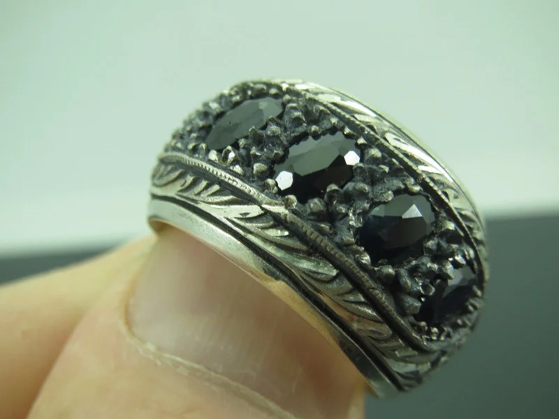 Turkish Handmade Jewelry 925 Sterling Silver Onyx Stone Mens Rings