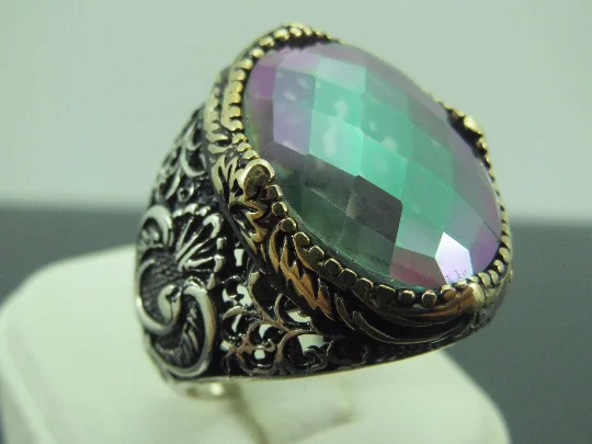 Bohemian-Inspired Jewelry For Free-Spirited Fashion Turkish Handmade Jewelry 925 Sterling Silver Rainbow Stone Mens Rings Bohemian-Inspired Jewelry For Free-Spirited Fashion Turkish Handmade Jewelry 925 Sterling Silver Rainbow Stone Mens Rings