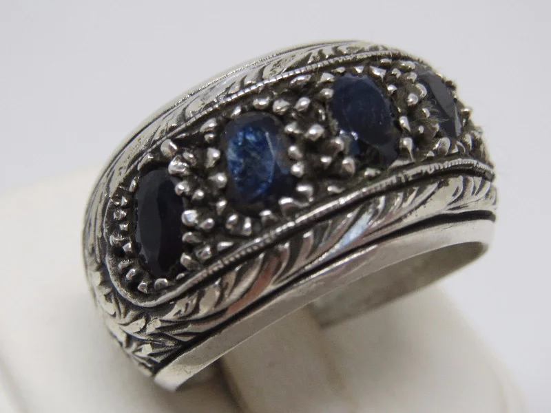 Turkish Handmade Jewelry 925 Sterling Silver Sapphire Stone Mens Rings