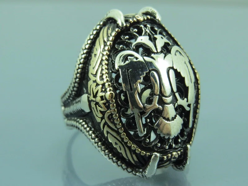 Turkish Handmade Jewelry 925 Sterling Silver Eagle Design Mens Rings