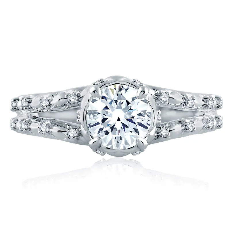 Buy More, Save More On Stunning Jewelry Pieces A.Jaffe Diamond Accent Split Shank Quilted Engagement Ring ME2144Q/111 Buy More, Save More On Stunning Jewelry Pieces A.Jaffe Diamond Accent Split Shank Quilted Engagement Ring ME2144Q/111