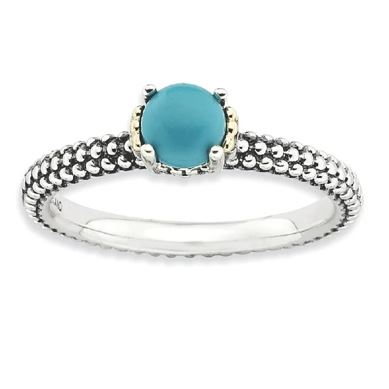 Grab Your Favorite Jewelry At The Lowest Prices Antiqued Sterling Silver & 14K Gold Plated Stackable Turquoise Ring Grab Your Favorite Jewelry At The Lowest Prices Antiqued Sterling Silver & 14K Gold Plated Stackable Turquoise Ring