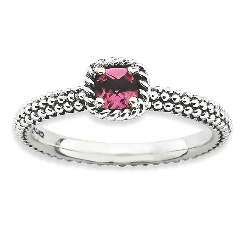 Must-Have Jewelry At Irresistible Discounts Antiqued Sterling Silver Stackable Pink Tourmaline Ring Must-Have Jewelry At Irresistible Discounts Antiqued Sterling Silver Stackable Pink Tourmaline Ring