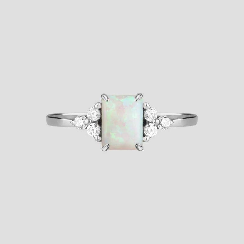 Delicate Crystal Jewelry For Sophisticated Charm APHRODITE. Opal Silver Ring