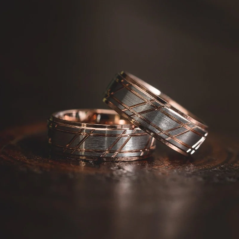 Upgrade Your Collection With Our Limited-Time Jewelry Sale "Apollo" Silver/Rose Gold Tungsten Carbide Ring- Flat- 6mm/8mm Upgrade Your Collection With Our Limited-Time Jewelry Sale "Apollo" Silver/Rose Gold Tungsten Carbide Ring- Flat- 6mm/8mm