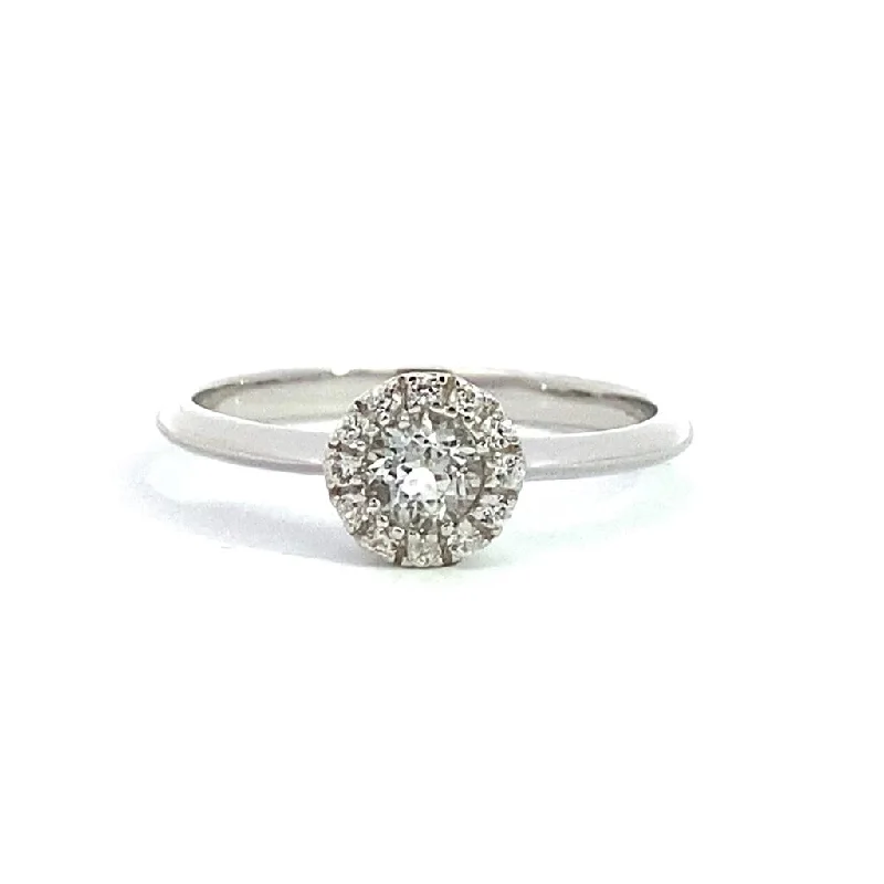 April Birthstone Ring: Sterling Silver White Topaz Halo Ring