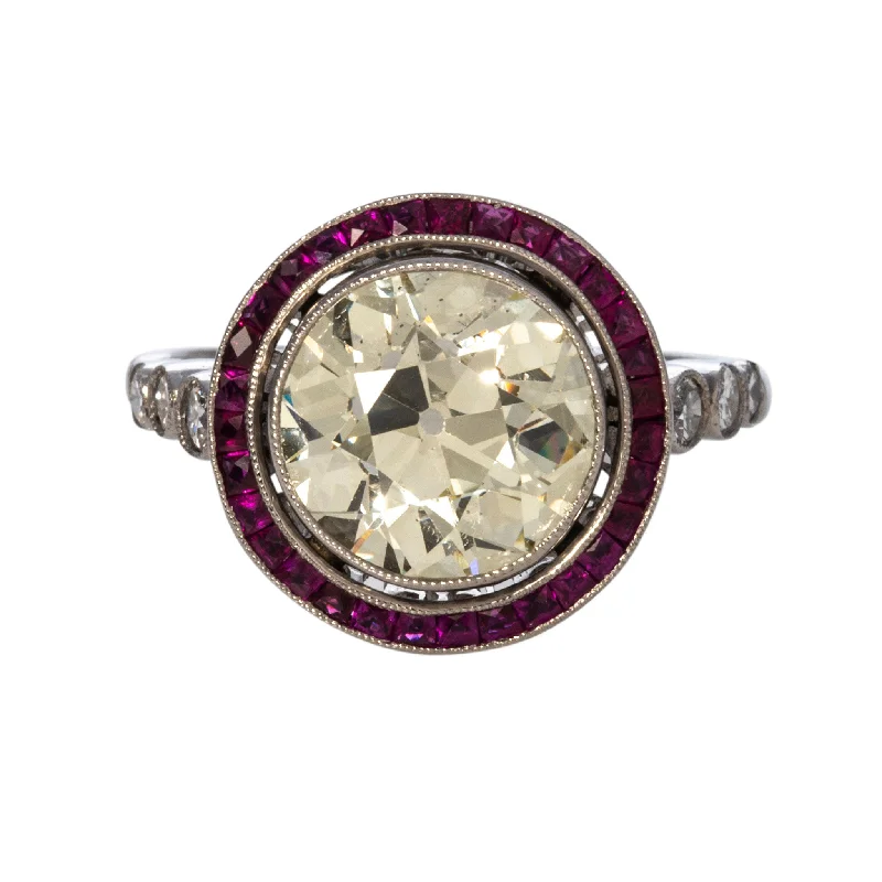 Jewelry Sale Bonanza – Grab Your Sparkle Now Art Deco 3.20ct Old European Cut Diamond & Ruby Platinum Ring Jewelry Sale Bonanza – Grab Your Sparkle Now Art Deco 3.20ct Old European Cut Diamond & Ruby Platinum Ring